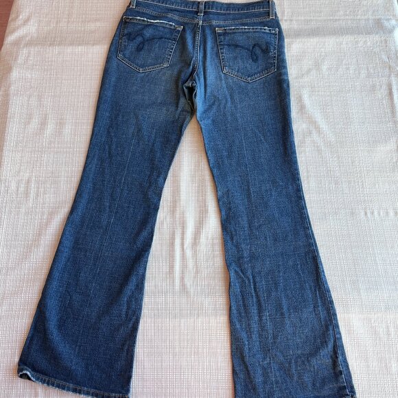 VINTAGE Y2k Denim Flared Denim Jeans Size 10 Distressed Mossimo Stretch … - Picture 3 of 17